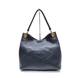(D464) Prada Shoulder Bag Black Leather